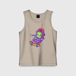 Майка детская хлопок Тетрис на скейте, цвет: миндальный