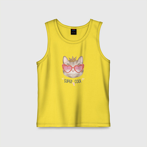 Детская майка Кошка принцесса в розовых очках super cool / Желтый – фото 1