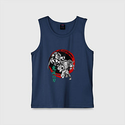 Майка детская хлопок Клинок рассекающий демонов Незуко и Тандзиро круг, цвет: тёмно-синий