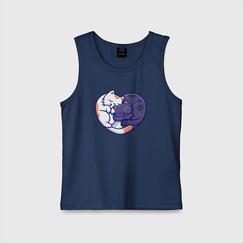 Детская майка Сердечные котики / Тёмно-синий – фото 1