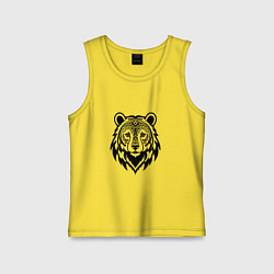 Майка детская хлопок Голова медведя с этническим орнаментом, цвет: желтый
