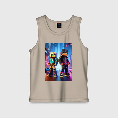 Детская майка Minecraft - characters neon glow / Миндальный – фото 1