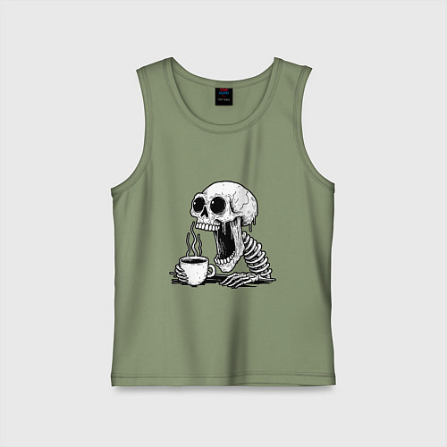 Детская майка Skeleton with coffee / Авокадо – фото 1