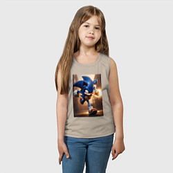 Майка детская хлопок Бегущий Соник, цвет: миндальный — фото 2