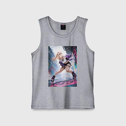 Детская майка Девушка на роликах исполняет трюки / Меланж – фото 1