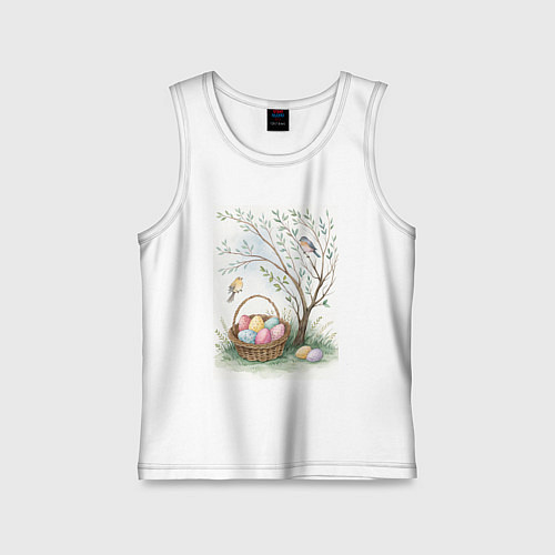 Детская майка Пасхальная открытка, акварель / Белый – фото 1
