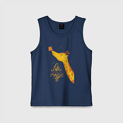 Майка детская хлопок Пятнистые друзья - жираф и бабочка, цвет: тёмно-синий