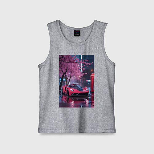 Детская майка Суперкар и сакура / Меланж – фото 1