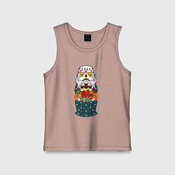 Майка детская хлопок Матрешка в расписном шлеме имперского штурмовика, цвет: пыльно-розовый