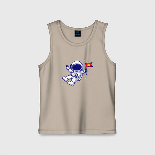 Детская майка Космонавт с флажком / Миндальный – фото 1