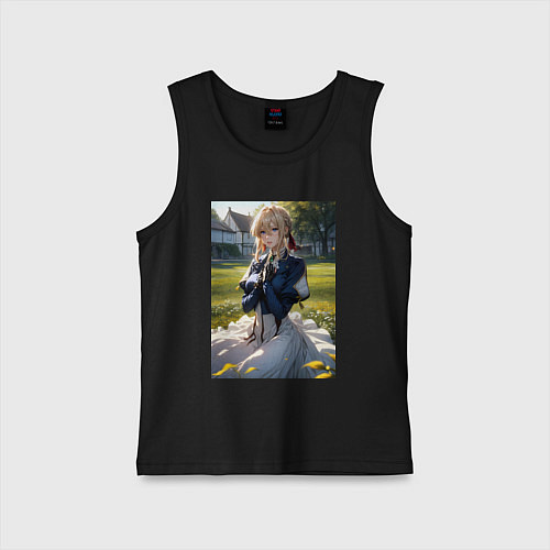 Детская майка Вайолет Эвергарден на лугу / Черный – фото 1