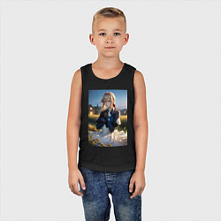 Майка детская хлопок Вайолет Эвергарден на лугу, цвет: черный — фото 2