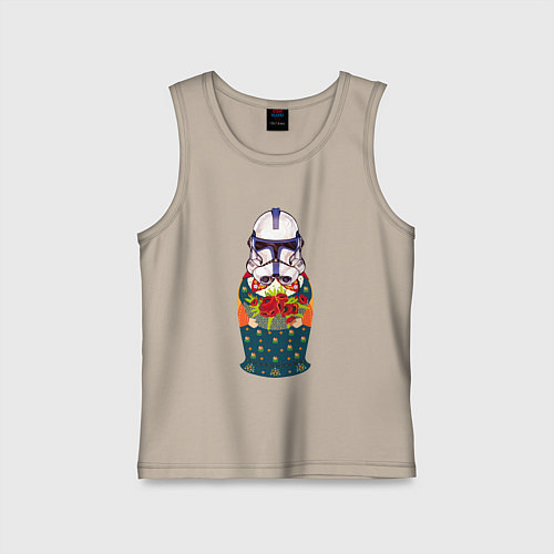 Детская майка Матрешка в шлеме штурмовика звездные войны / Миндальный – фото 1