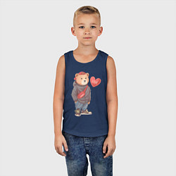 Майка детская хлопок Влюбленный мишка, цвет: тёмно-синий — фото 2