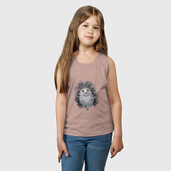 Майка детская хлопок Cartoon hedgehog gray, цвет: пыльно-розовый — фото 2