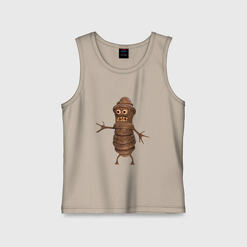 Детская майка Сartoon worm character brown / Миндальный – фото 1