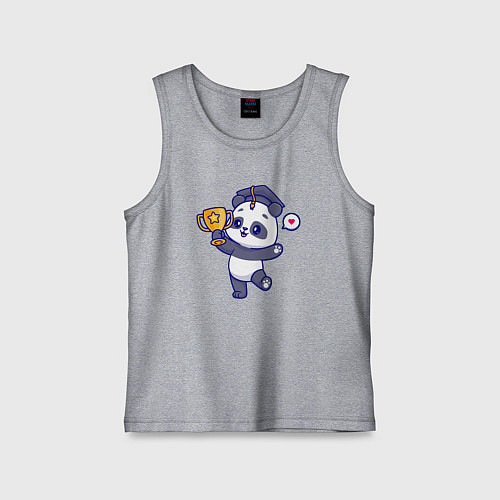 Детская майка Панда чемпион / Меланж – фото 1