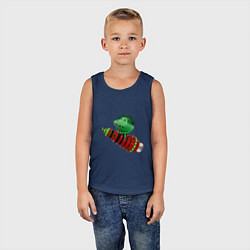 Майка детская хлопок Зеленый монстр на красной ракете, цвет: тёмно-синий — фото 2