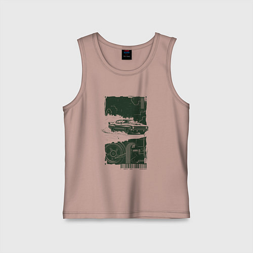 Детская майка Спорткар в гранж стиле / Пыльно-розовый – фото 1