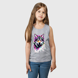 Майка детская хлопок Волчья морда - нейроарт, цвет: меланж — фото 2
