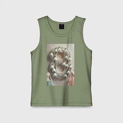 Майка детская хлопок Ландыши девушкам на 8 марта, цвет: авокадо