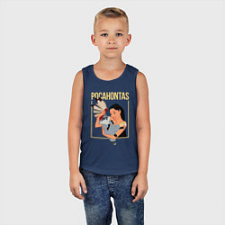 Майка детская хлопок Покахонтас с енотом, цвет: тёмно-синий — фото 2