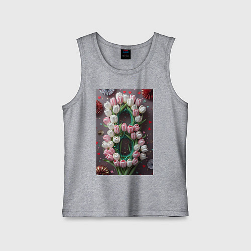 Детская майка Тюльпаны к празднику 8 марта / Меланж – фото 1