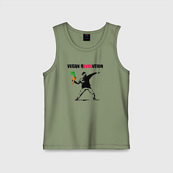 Майка детская хлопок Love vegan, цвет: авокадо