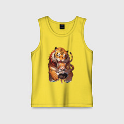 Майка детская хлопок Дева в тени тигра, цвет: желтый