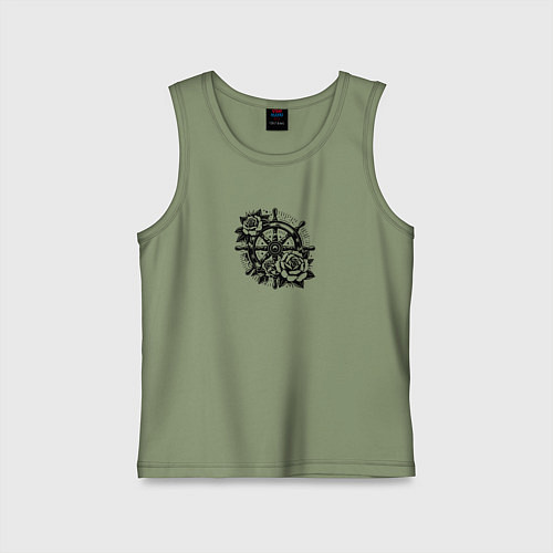 Детская майка Штурвал и розы тату / Авокадо – фото 1