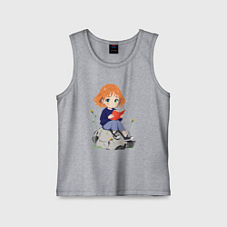Майка детская хлопок Рыжая девушка читает книгу, цвет: меланж