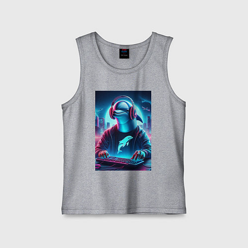 Детская майка Dolphin is esports player - ai art fantasy / Меланж – фото 1