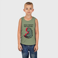 Майка детская хлопок Когда я вырасту годзилла, цвет: авокадо — фото 2