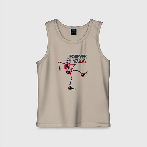 Детская майка Вечно молодой скелетик / Миндальный – фото 1