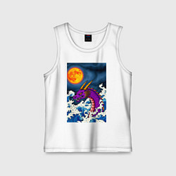 Майка детская хлопок Японский фиолетовый дракон, цвет: белый