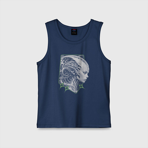 Детская майка Внеземная кибер-девушка / Тёмно-синий – фото 1