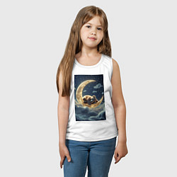 Майка детская хлопок Плюшевый мишка спит на Луне, цвет: белый — фото 2