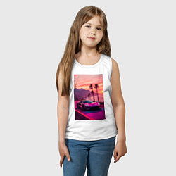 Майка детская хлопок Суперкар едет около океана, цвет: белый — фото 2