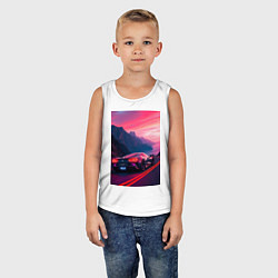 Майка детская хлопок Суперкар едет около океана, цвет: белый — фото 2