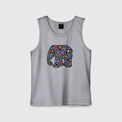 Майка детская хлопок Цветной слоник, цвет: меланж