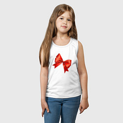 Майка детская хлопок Красный бантик, цвет: белый — фото 2