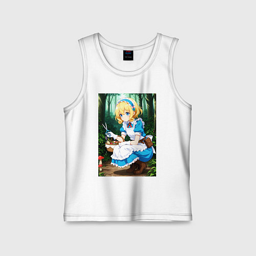 Детская майка Девочка собирает грибы в корзинку / Белый – фото 1