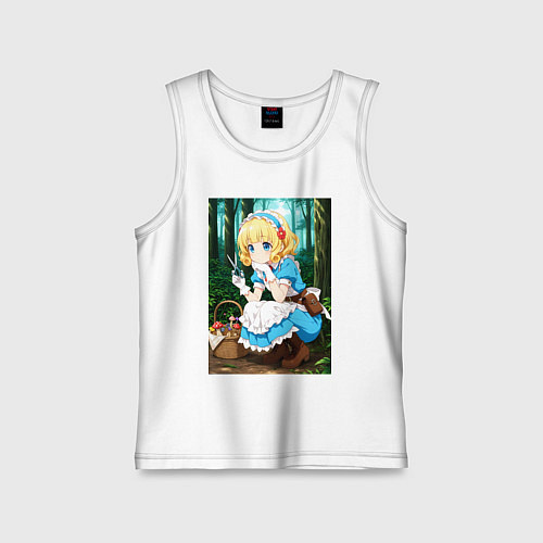 Детская майка Девочка собирает грибы в корзинку / Белый – фото 1