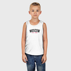 Майка детская хлопок Moscow never sleeps text, цвет: белый — фото 2