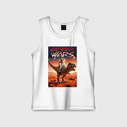 Детская майка Кот космонавт верхом на тираннозавре