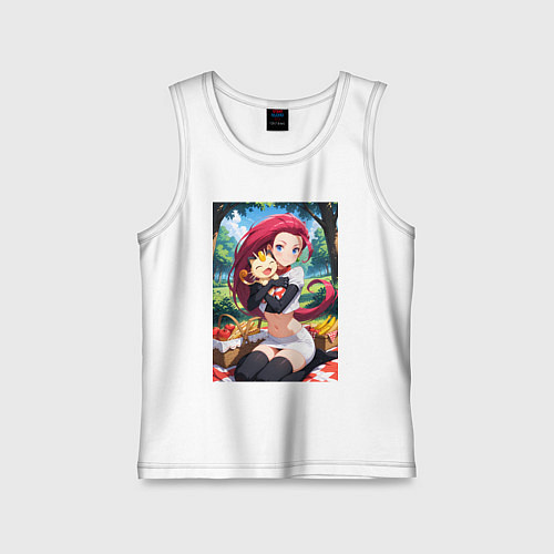 Детская майка Джесси и Мяут на пикнике / Белый – фото 1