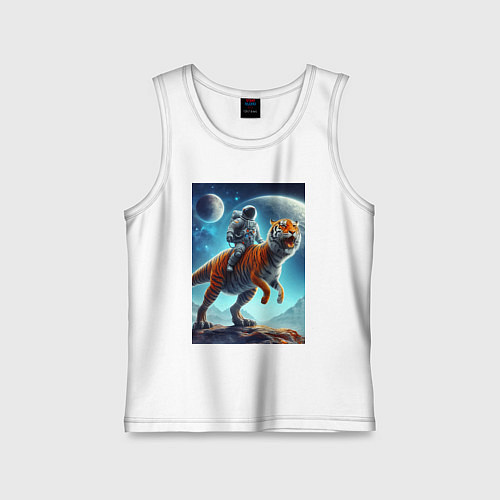 Детская майка Космонавт верхом на тигрозавре - затерянная планет / Белый – фото 1