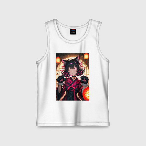 Детская майка Девушка-кошка с мягкими лапами / Белый – фото 1