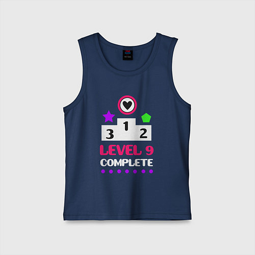 Детская майка 9 уровень пройден / Тёмно-синий – фото 1