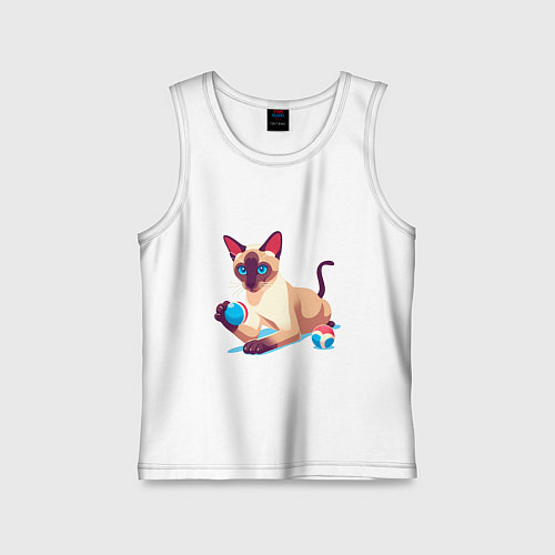 Детская майка Игривый сиамский котик / Белый – фото 1